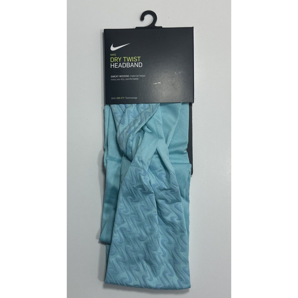 NIKE Wide Dry Twist Dri-Fit Head Tie Men's Women's Headband OSFM Aqua Blue NEW